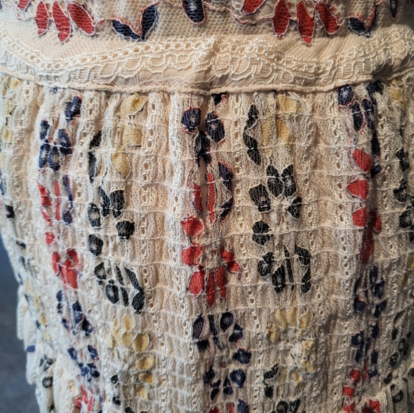 V. Cristina– Lt. Pastel, Orange, Blue, Peach/Natural Crochet Maxi Skirt (Size L) - Picture 14 of 15